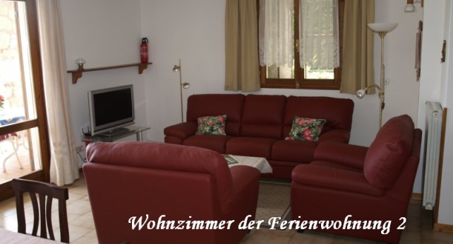 Wohnzimmer Ferienwohnung 2 der Casa Resem in Tignale am Gardasee